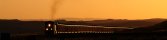 Train at sunset near Shawnee (Wyoming, USA)